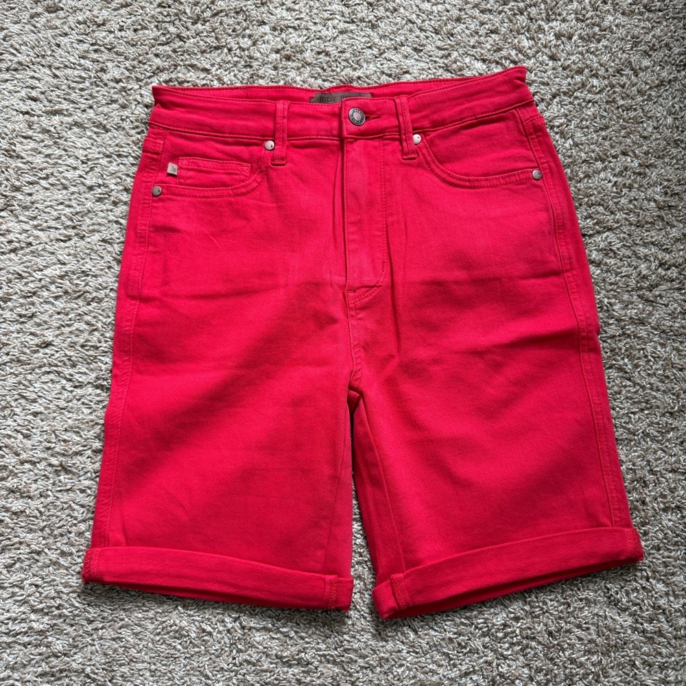 Judy Blue Red Denim Bermuda Shorts